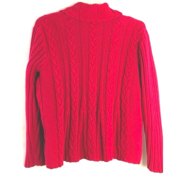 Additions By Chico's Open Front Cable Knit Cardigan Sweater Cotton Fuchsia XXL - Picture 3 of 5